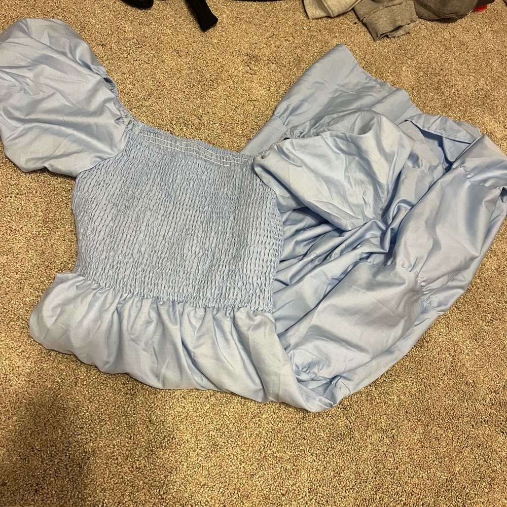 Light Blue Women's Smocked Top